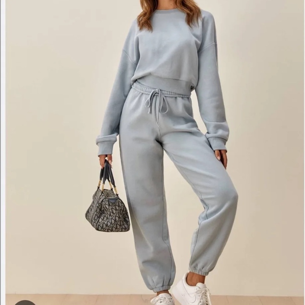 Reformation Light Blue Women's Joggers - Drawstring Waist Sweatpants